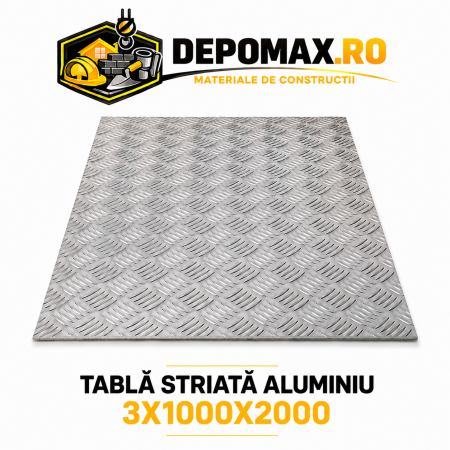 Tabla aluminiu striata 3mm , 1000x2000mm (1050A)